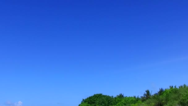 Daglandschap van tropische lagune strandvakantie door ondiepe lagune en witte zandachtergrond voor zonsondergang — Stockvideo