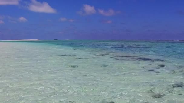 Copia spazio astratto di tropicale vista mare spiaggia stile di vita dal mare turchese e sfondo di sabbia bianca vicino surf — Video Stock