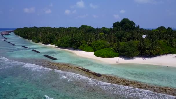 Sonniger Himmel der Meeresküste Strand Tierwelt von aqua blauen Ozean mit weißem Sandhintergrund in der Nähe Resort — Stockvideo