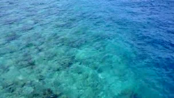 Kopiuj streszczenie przestrzeni morskiej linii brzegowej podróży przez błękitną lagunę i białe piaszczyste tło w pobliżu palm — Wideo stockowe