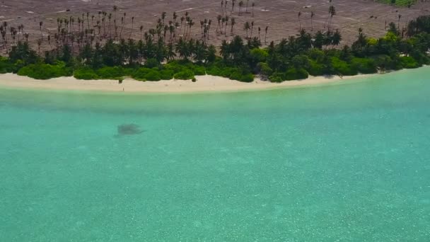 Amplio ángulo panorámico de playa tropical estilo de vida por agua azul aqua y fondo de arena limpia cerca de surf — Vídeo de stock