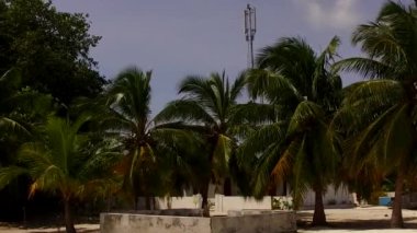 Gün batımından önce beyaz kumlu arka planda şeffaf bir lagünün deniz kıyısı gezisi soyutlaması