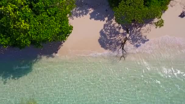 Воздушный беспилотник абстрактный роскошный морской пляж дикой природы на голубой воде и белом песчаном фоне — стоковое видео