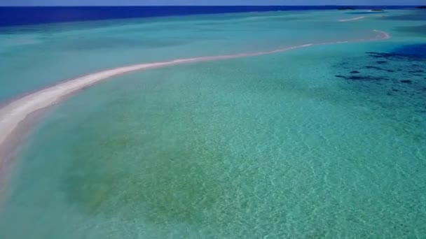Drohne Ansicht Landschaft der idyllischen Insel Strand Tierwelt durch transparente Lagune und weißen Sandhintergrund — Stockvideo