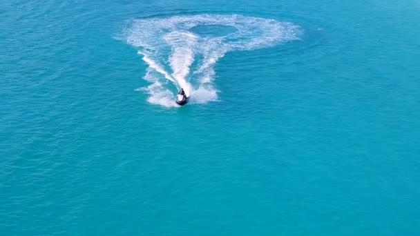 Empty travel of perfect resort beach voyage by transparent sea and white sand background near sandbar — Stock Video