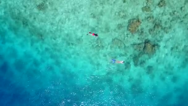 Gros plan tourisme de plage littorale tropicale voyage par océan bleu avec fond sablonneux blanc au soleil — Video