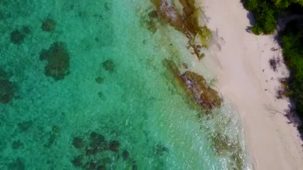 Romantische textuur van het paradijs resort strand vakantie door turquoise lagune en witte zandachtergrond in de buurt van rif — Stockvideo