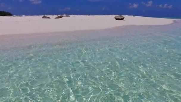 Сонячна природа тропічного берега пляжний відпочинок за чистою водою з чистим піщаним фоном біля хвиль — стокове відео