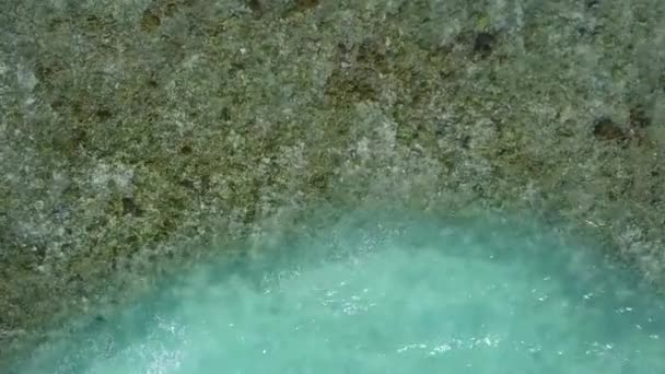 Ρομαντικό χαρακτήρα του τέλειου παραλιακού τρόπου ζωής από διάφανη θάλασσα και λευκή άμμο φόντο κοντά στις παλάμες — Αρχείο Βίντεο