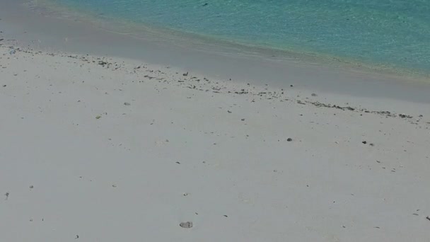 Εναέρια τουρισμός του παραδείσου θέρετρο άγριας ζωής παραλία από μπλε λιμνοθάλασσα και λευκό φόντο άμμο — Αρχείο Βίντεο