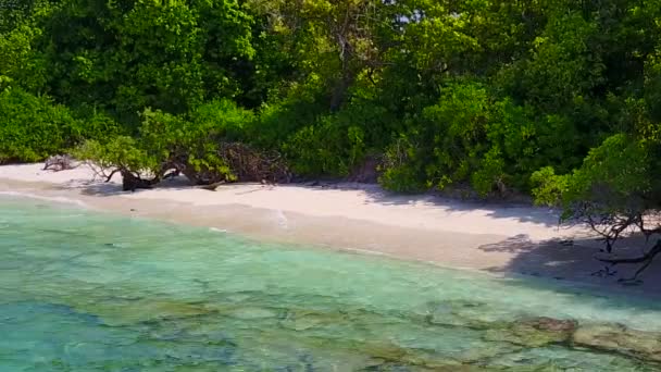 리조트 근처의 푸른 바 다 와 하얀 모래사장이 휴식을 취하고 있는 해변의 넓은 하늘 — 비디오