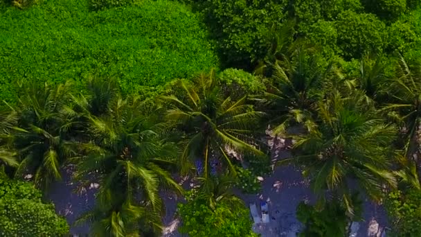 Drohnentourismus von Luxus-Meerblick Strandurlaub durch transparentes Wasser mit weißem Sandhintergrund — Stockvideo
