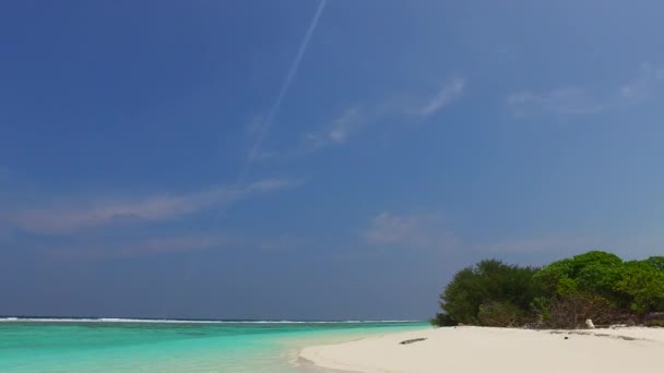 Natura estiva di stile di vita spiaggia costa tropicale da acqua chiara con sfondo di sabbia bianca alla luce del sole — Video Stock