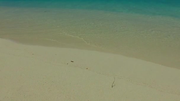 サンゴ礁の近くに白い砂浜の背景を持つ青い海によるパラダイス観光ビーチの休日の昼間の抽象 — ストック動画