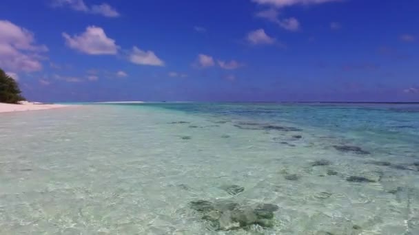 蓝色的大海和靠近度假胜地的白沙背景下奢华的岛屿海滩之旅的夏季摘要 — 图库视频影像
