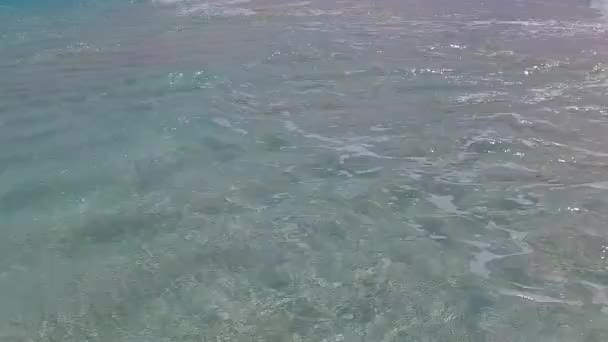 Zonnig landschap van prachtige kust strand vakantie door turquoise oceaan en schoon zand achtergrond in de buurt van golven — Stockvideo