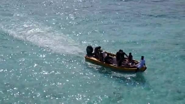 Warm texture of tropical tourist beach vacation by transparent sea with white sand background in sunlight — Stock Video