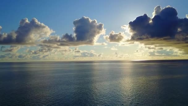 Textura aérea de dron de relajante isla playa fauna por el océano azul con fondo de arena blanca — Vídeo de stock