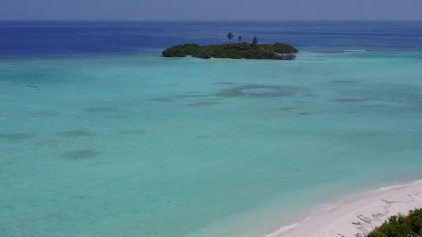 Veduta aerea scenario di idilliaco viaggio spiaggia baia da acqua limpida con sfondo di sabbia brillante — Video Stock