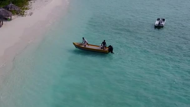 Copy space texture of beautiful shore beach voyage by blue sea with white sand background near sandbank — Stock Video