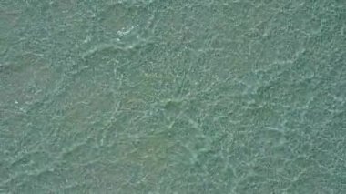 Mavi göl kıyısında lüks deniz kıyısında güneşli bir tatil ve kumsal kenarında beyaz kumlu bir arka plan.