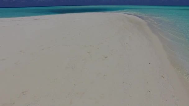 Warm tourism of perfect coast beach wildlife by blue sea with white sand background near sandbank — Stock Video