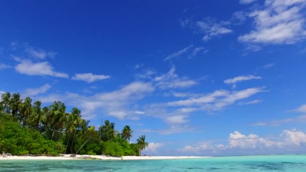 Romantic texture of perfect tourist beach voyage by turquoise sea and white sand background near sandbar — Stock Video