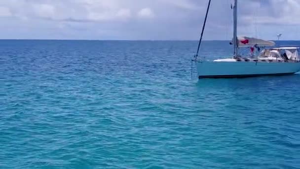 Nature romantique de littoral exotique vacances à la plage par l'eau transparente et fond sablonneux lumineux près du récif — Video