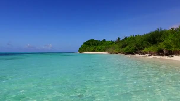 Słoneczny abstrakt spokojnej plaży turystycznej wakacje przez błękitne morze i biały piasek tło w pobliżu rafy — Wideo stockowe