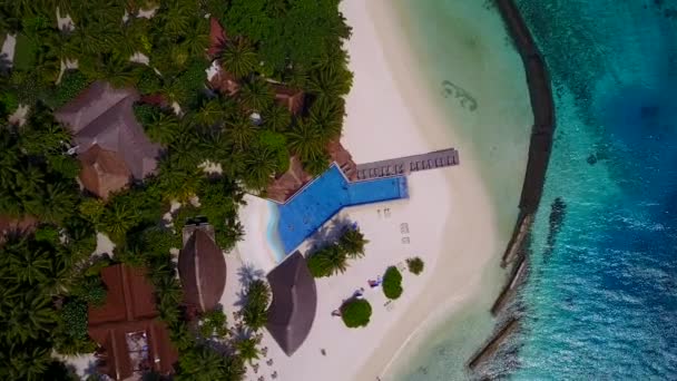 Летняя природа идеального пляжа острова разрывается между чистым океаном и белым песком на фоне пальм — стоковое видео