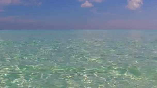Daytime nature of perfect resort beach voyage by blue sea with white sandy background near sandbank — Stock Video