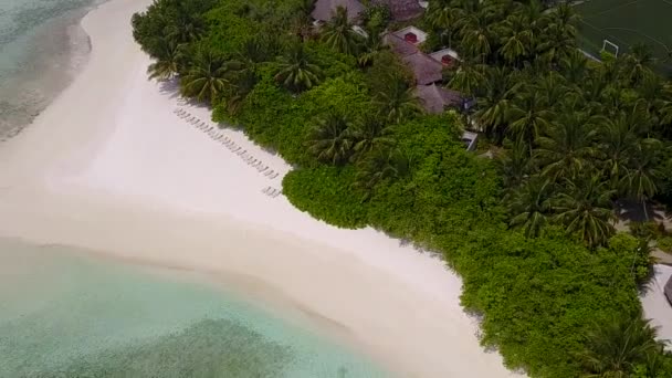 Romantique abstrait de luxe plage au bord de l'eau claire avec fond de sable blanc près du récif — Video