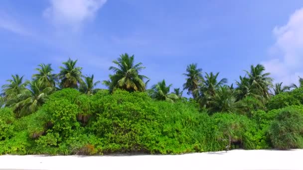 Paesaggio romantico della laguna tropicale spiaggia avventura da acqua blu e sabbia bianca sfondo vicino alla barriera corallina — Video Stock
