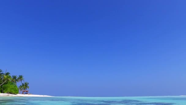 Kopiuj teksturę przestrzeni tropikalnego kurortu plaża podróż przez niebieski ocean i biały piasek tło w pobliżu fal — Wideo stockowe