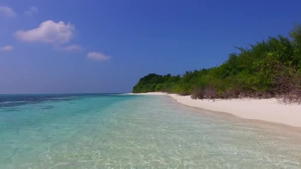 青い海と波の近くの白い砂浜の背景による熱帯リゾートビーチの冒険の暖かい海 — ストック動画