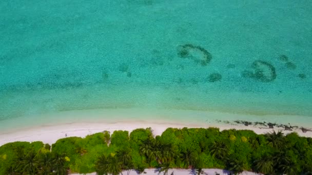 Solig natur perfekt resort strand resa med blått hav och vit sand bakgrund nära surfa — Stockvideo