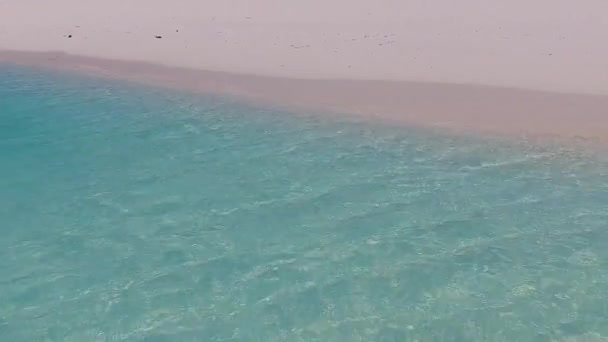 サンゴ礁の近くに明るい砂の背景を持つ浅い水で海岸ビーチの休日の昼間の風景 — ストック動画