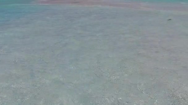 Natura vuota di isola esotica spiaggia pausa dal mare poco profondo con sfondo di sabbia bianca vicino surf — Video Stock