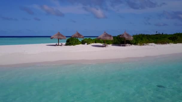 Empty travel of beautiful tourist beach voyage by aqua blue lagoon and white sand background near sandbar — Stock Video