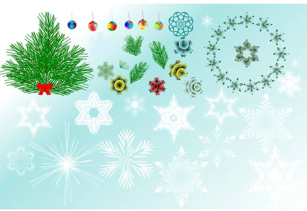 Designelemente Für Weihnachten Und Neujahr Schneeflocken Der Fantasien — Stockvektor