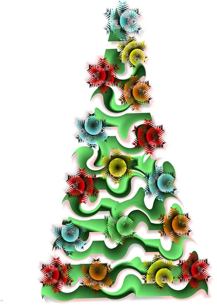 クリスマスのテーマ 定型化されたクリスマスツリーのセット — ストック写真