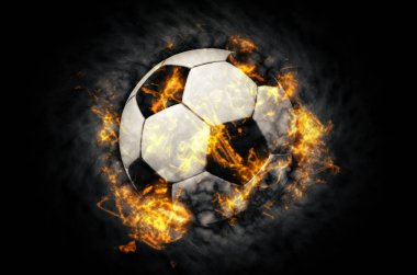 Futbol topu arka plan. Karanlık futbol topu arka plan kopya alanı ile soyut. Yangın illüstrasyon.