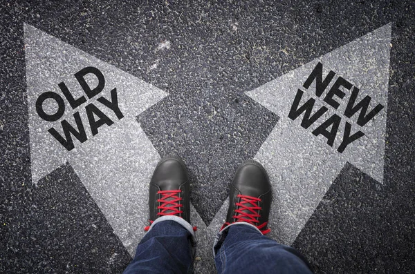 Old Way New Way Written White Arrows Dilemmas Concept — Stock Photo, Image