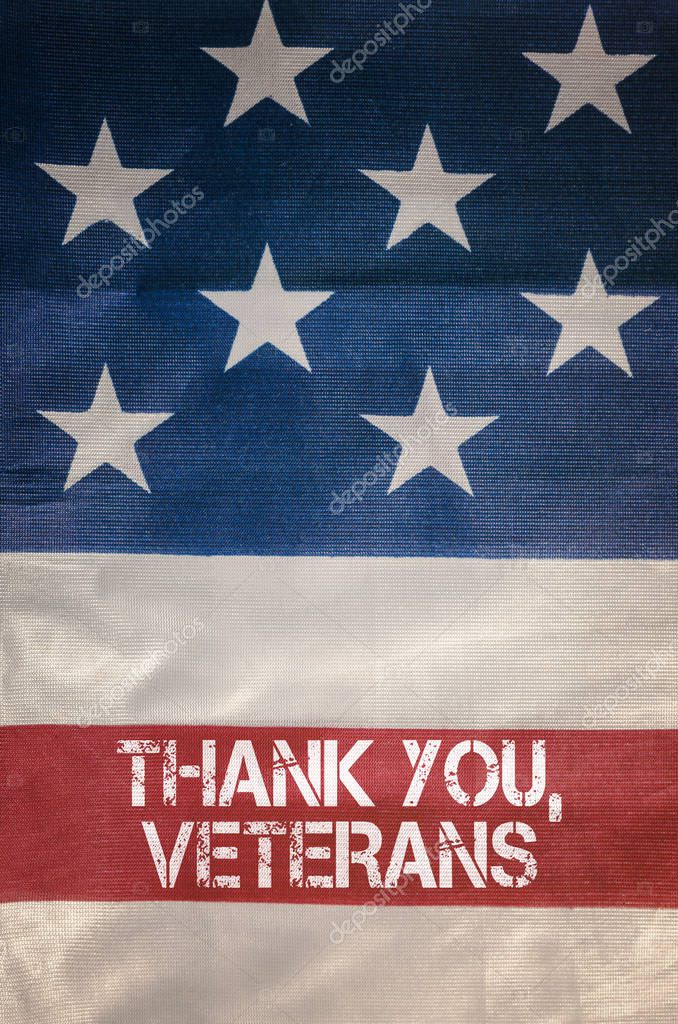 Thank You Veteran's Text with American Flag