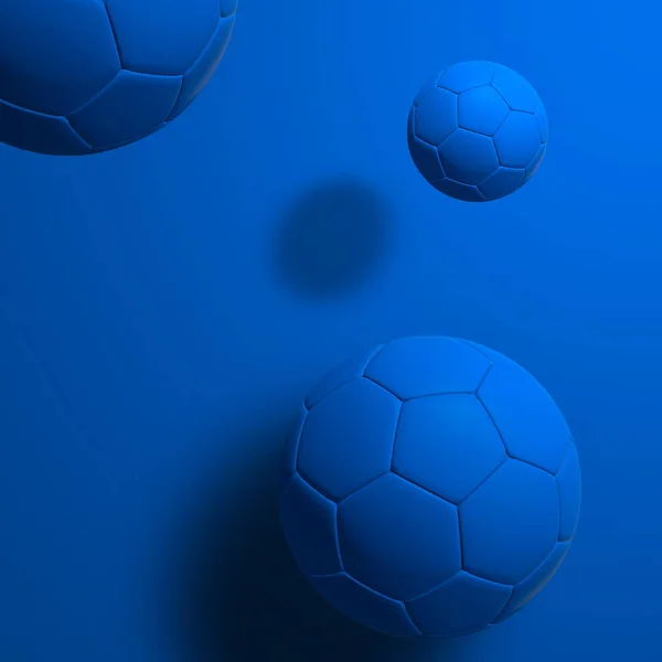 Niebieski Piłka Nożna Niebieskim Tle Renderowania — Zdjęcie stockowe