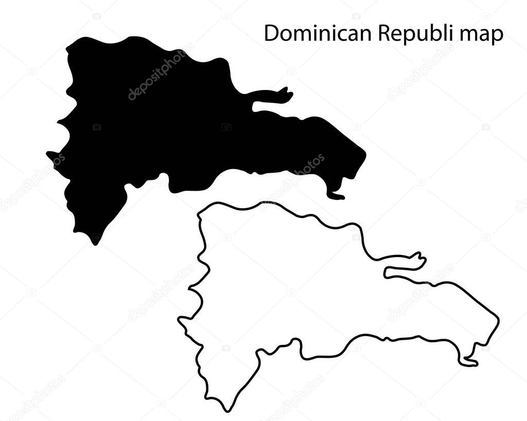 Dominican Republic map vector illustration, Dominican Republic map silhouette, Dominican Republic country Landscape, Black and white Dominican Republic map