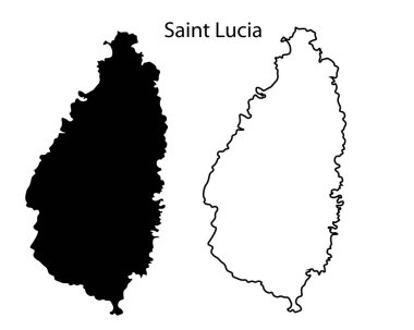 Basit Saint Lucia harita siluet vektörü. Karayip ada ulusunun temiz siyah çizgisi, seyahat, bilgi grafikleri ve yaratıcı tasarım kullanımı için ideal