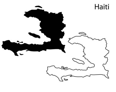 Basit Haiti haritası siluet vektörü. Karayip ada ulusunun temiz siyah çizgisi tasarım, bilgi grafikleri ve seyahat projeleri için mükemmel.