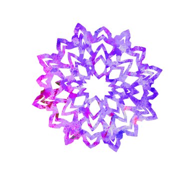 Kar tanesi, mavi renkte kesilmiş şekil renk paleti, elle boyanmış suluboya resim beyaz arkaplanda izole edilmiş.