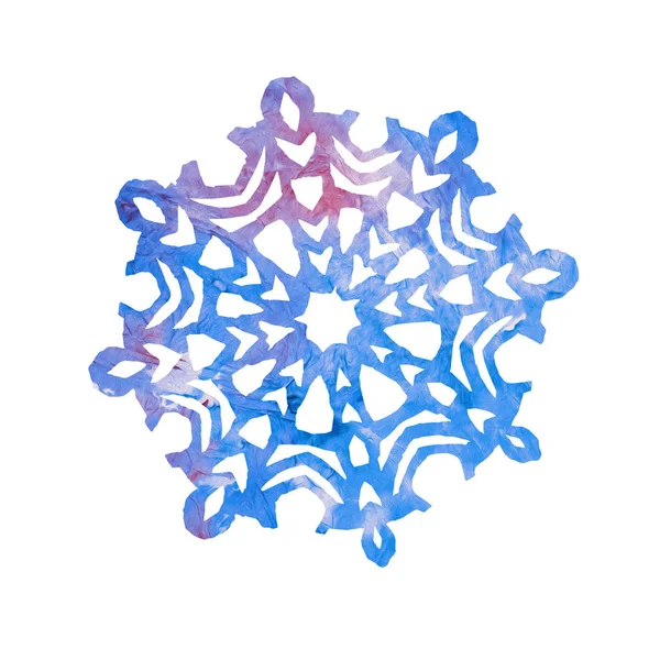 Floco Neve Forma Recortada Com Salpicos Azuis Paleta Cores Pintados — Fotografia de Stock